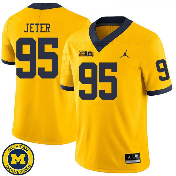 Men University of Michigan #95 Donovan Jeter Yellow Jordan Brand High School Jersey